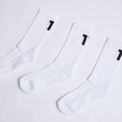 11 Degrees 3 Pack Back Logo Socks – White/White/White
