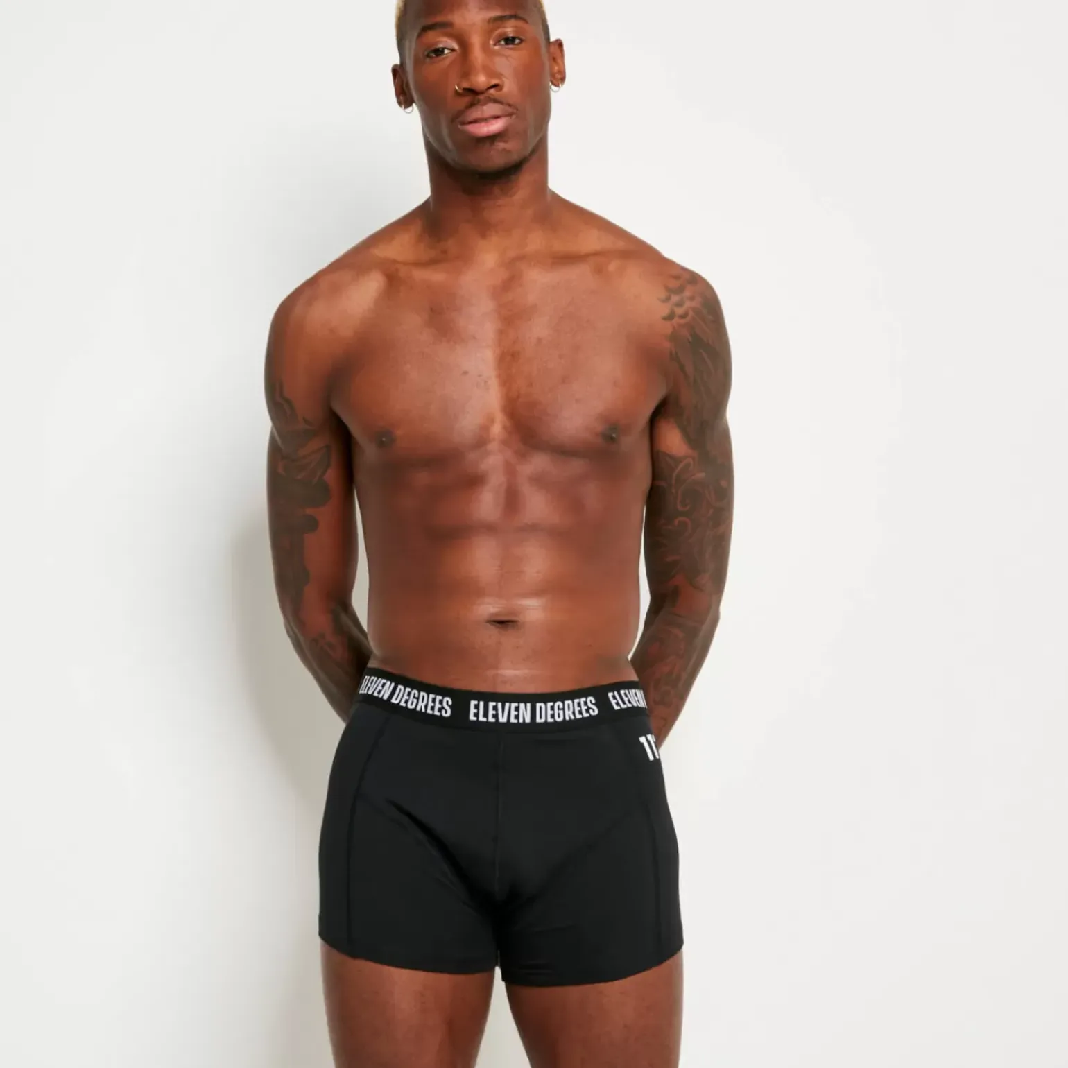 11 Degrees 3 Pack Boxers – Black/Black/Black