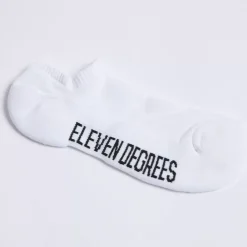 11 Degrees 3 Pack Text Graphic Trainer Liner Socks – White/White/White