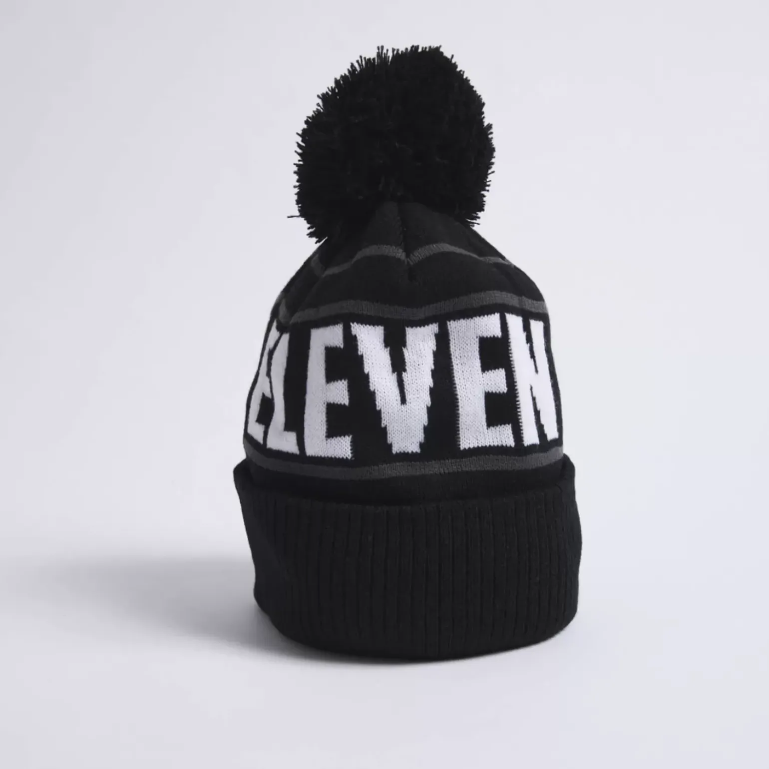 11 Degrees Branded Bobble Hat – Black/White/Charcoal
