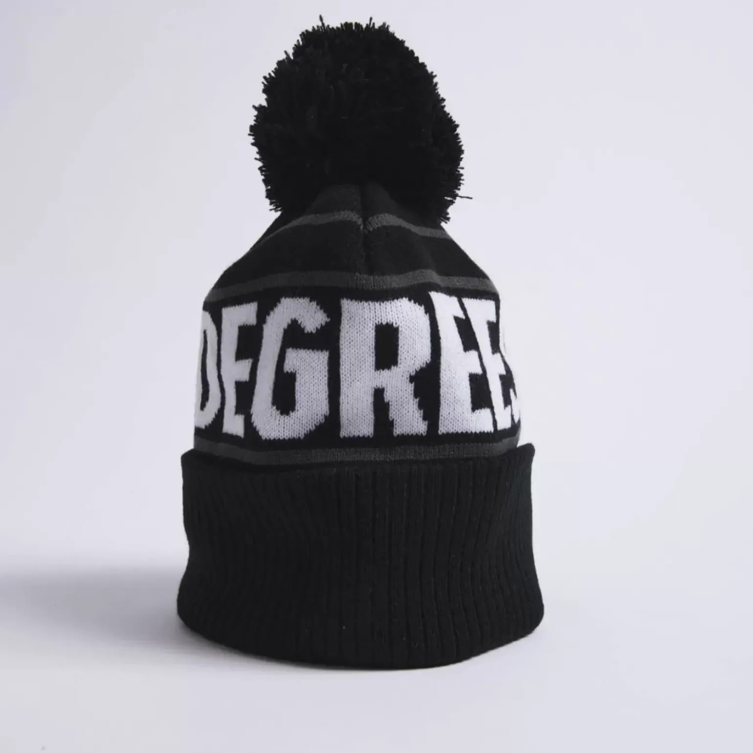 11 Degrees Branded Bobble Hat – Black/White/Charcoal