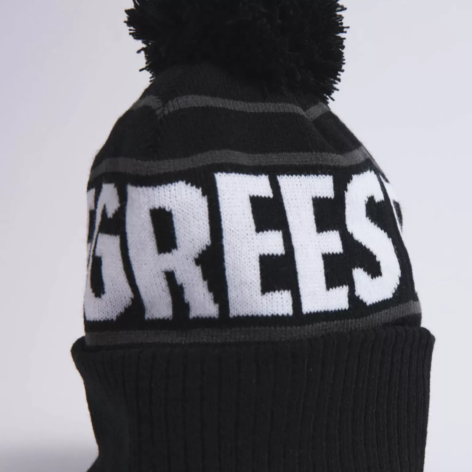 11 Degrees Branded Bobble Hat – Black/White/Charcoal