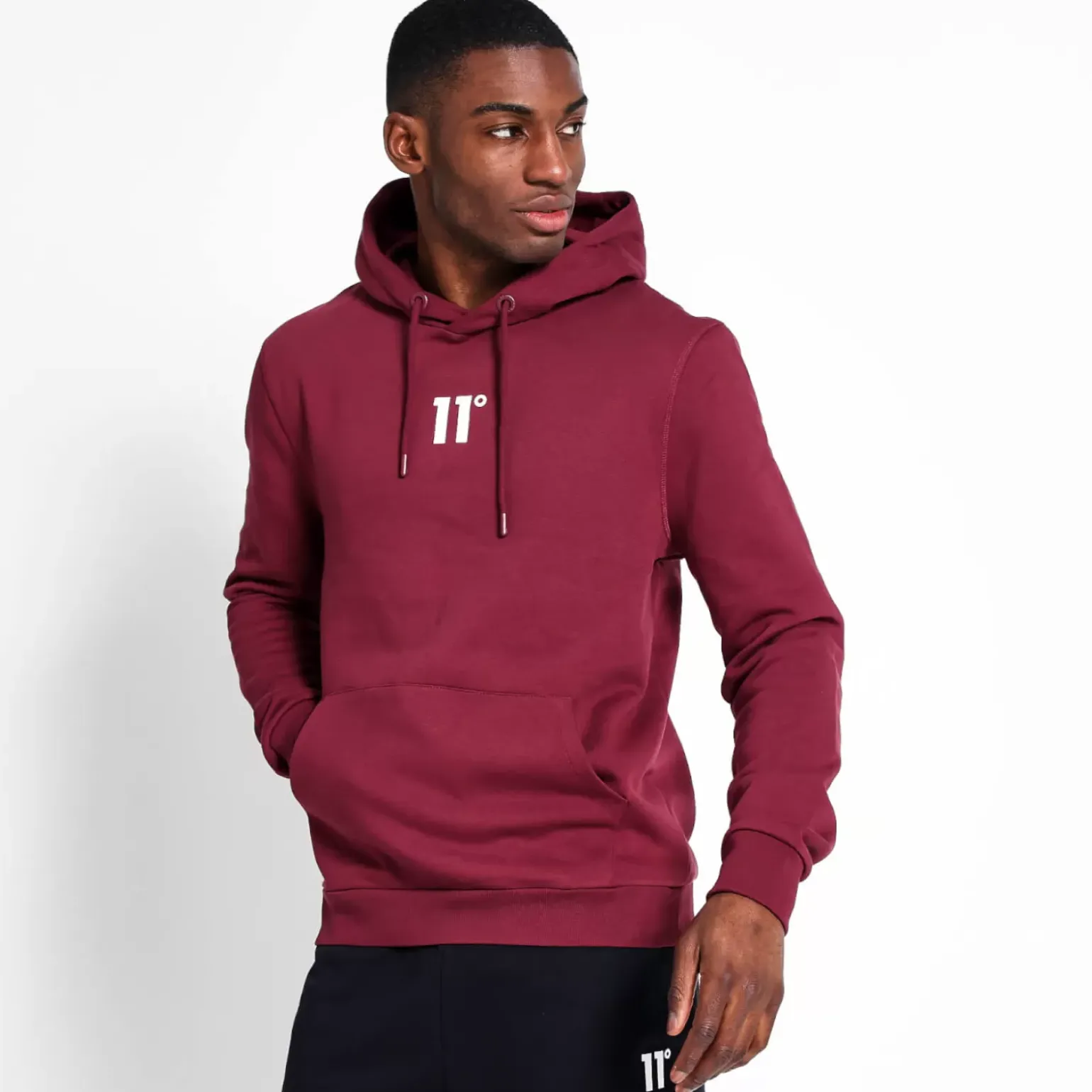 11 Degrees Central Logo Pullover Hoodie - Burgundy