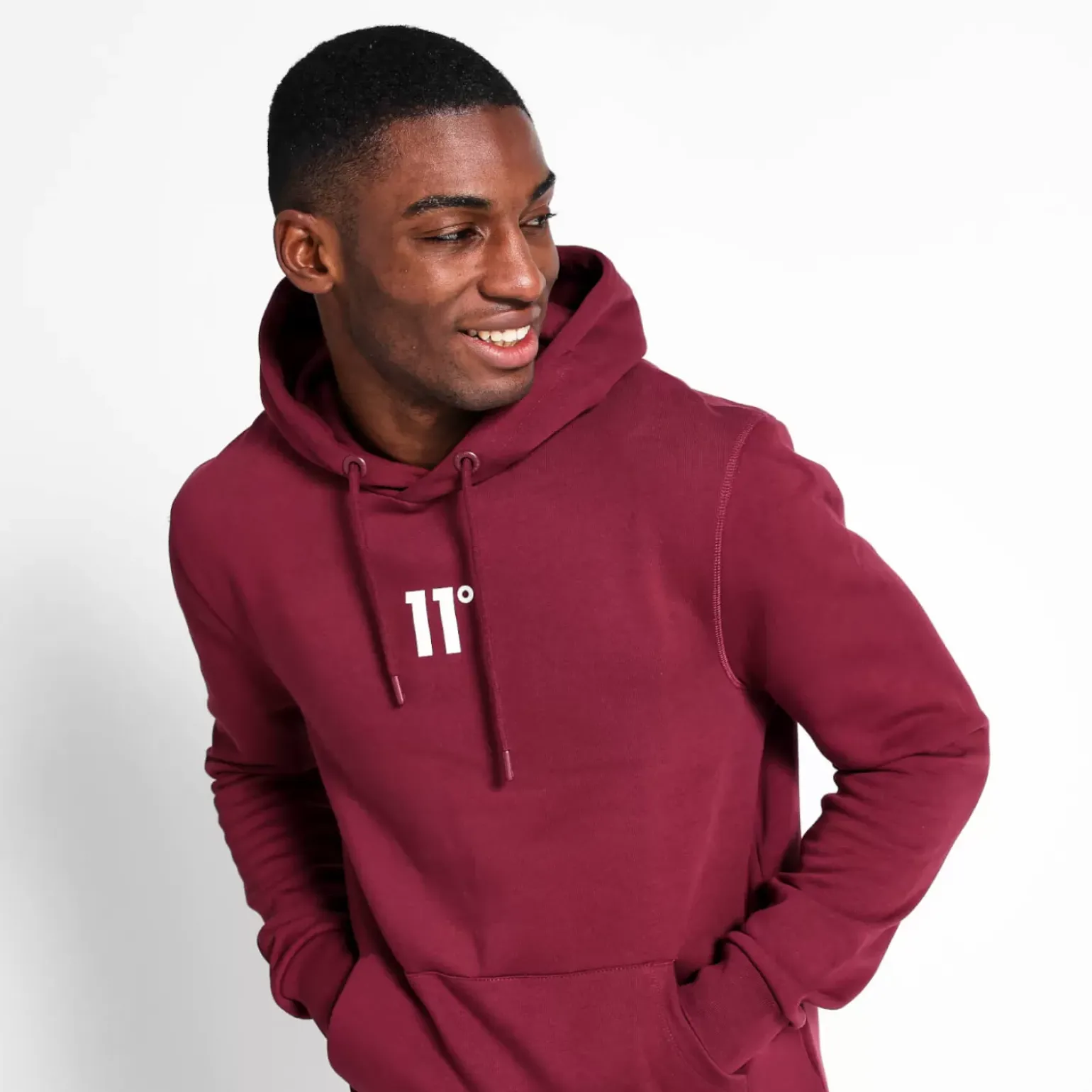 11 Degrees Central Logo Pullover Hoodie - Burgundy