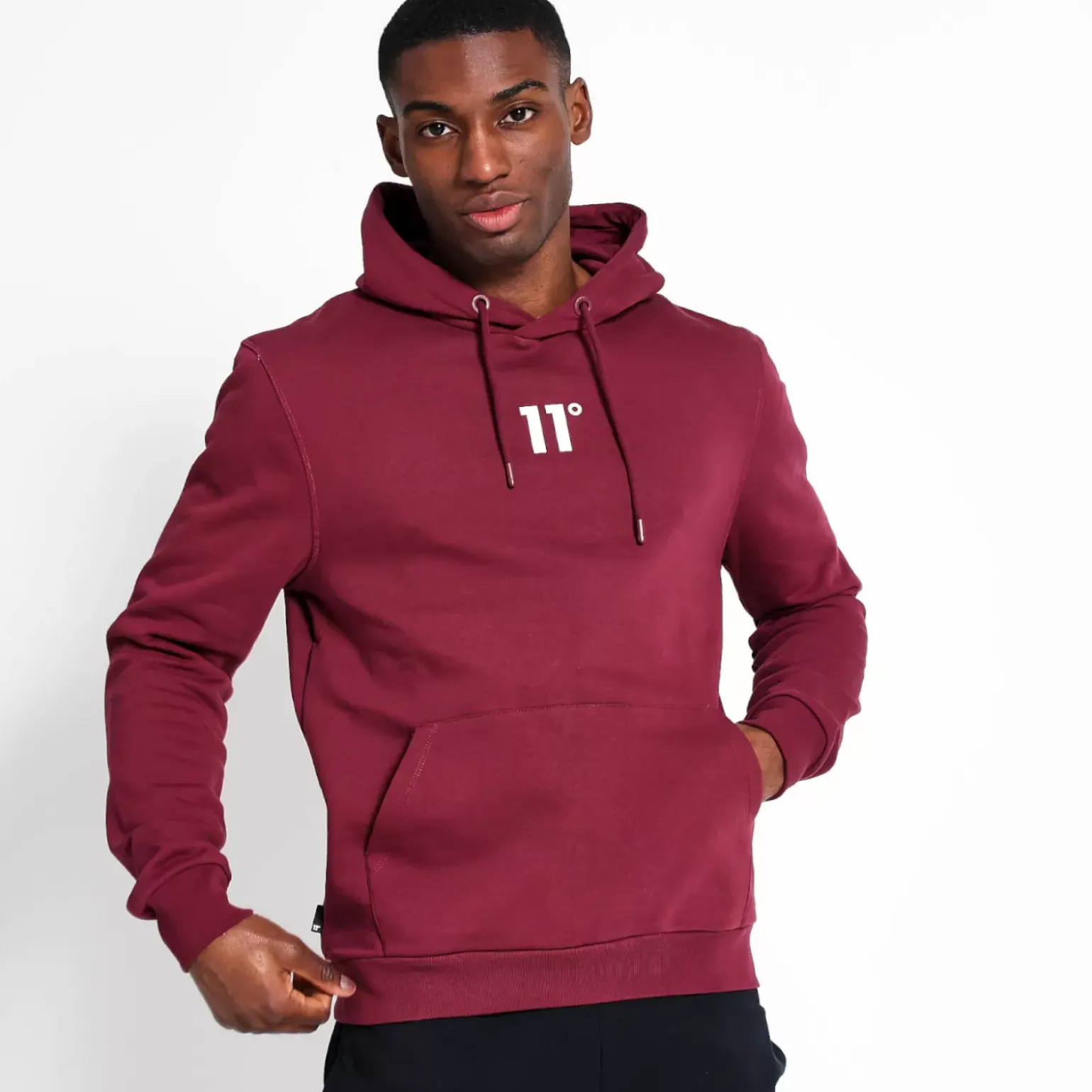 11 Degrees Central Logo Pullover Hoodie - Burgundy