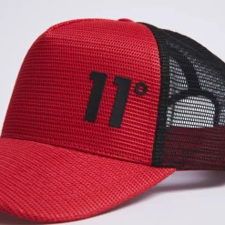 11 Degrees Closed Mesh Trucker Cap – Ski Patrol Red