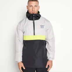 11 Degrees Colour Block Hurricane Jacket – Silver / Black / Limeade