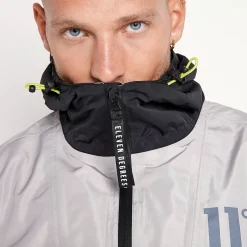 11 Degrees Colour Block Hurricane Jacket – Silver / Black / Limeade