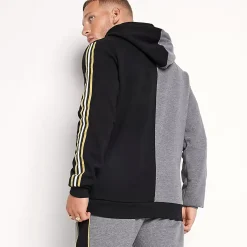 11 Degrees Colour Block Joggers Regular Fit – Charcoal Marl / Black / Gold