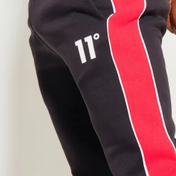 11 Degrees Colour Block Piped Joggers Regular Fit – Black / Goji Berry Red / White