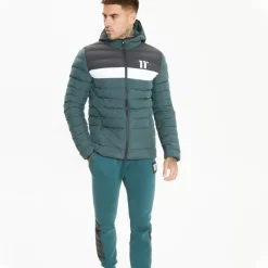 11 Degrees Colour Block Space Jacket – Darkest Spruce Green / Black / White