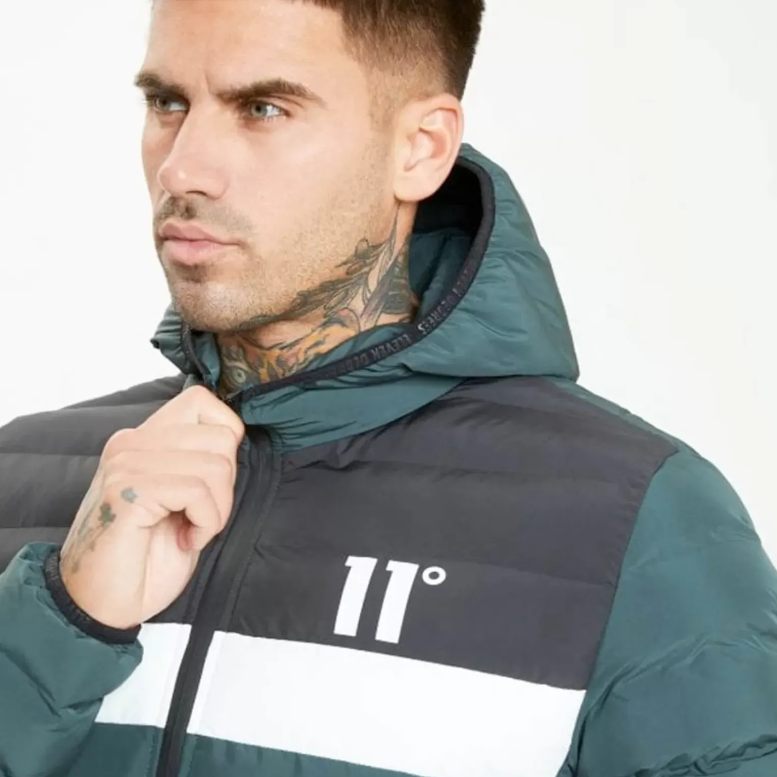 11 Degrees Colour Block Space Jacket – Darkest Spruce Green / Black / White
