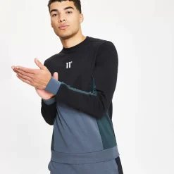 11 Degrees Cut And Sew Sweatshirt – Anthracite / Black / Darkest Spruce Green