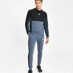 11 Degrees Cut And Sew Sweatshirt – Anthracite / Black / Darkest Spruce Green