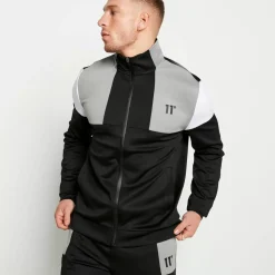 11 Degrees Cut And Sew Track Top – Black/Silver/White