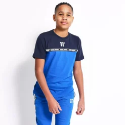 11 Degrees Junior Cut And Sew Taped T-Shirt – Navy/Skydiver Blue