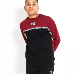 11 Degrees Junior Domino Taped Sweatshirt - Pomegranate/White/Black
