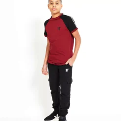 11 Degrees Junior Taped Ringer T-Shirt - Pomegranate/Black