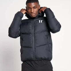 11 Degrees Large Panel Puffer Jacket – Black