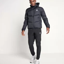 11 Degrees Large Panel Puffer Jacket – Black