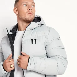 11 Degrees Large Panel Puffer Jacket – Silver