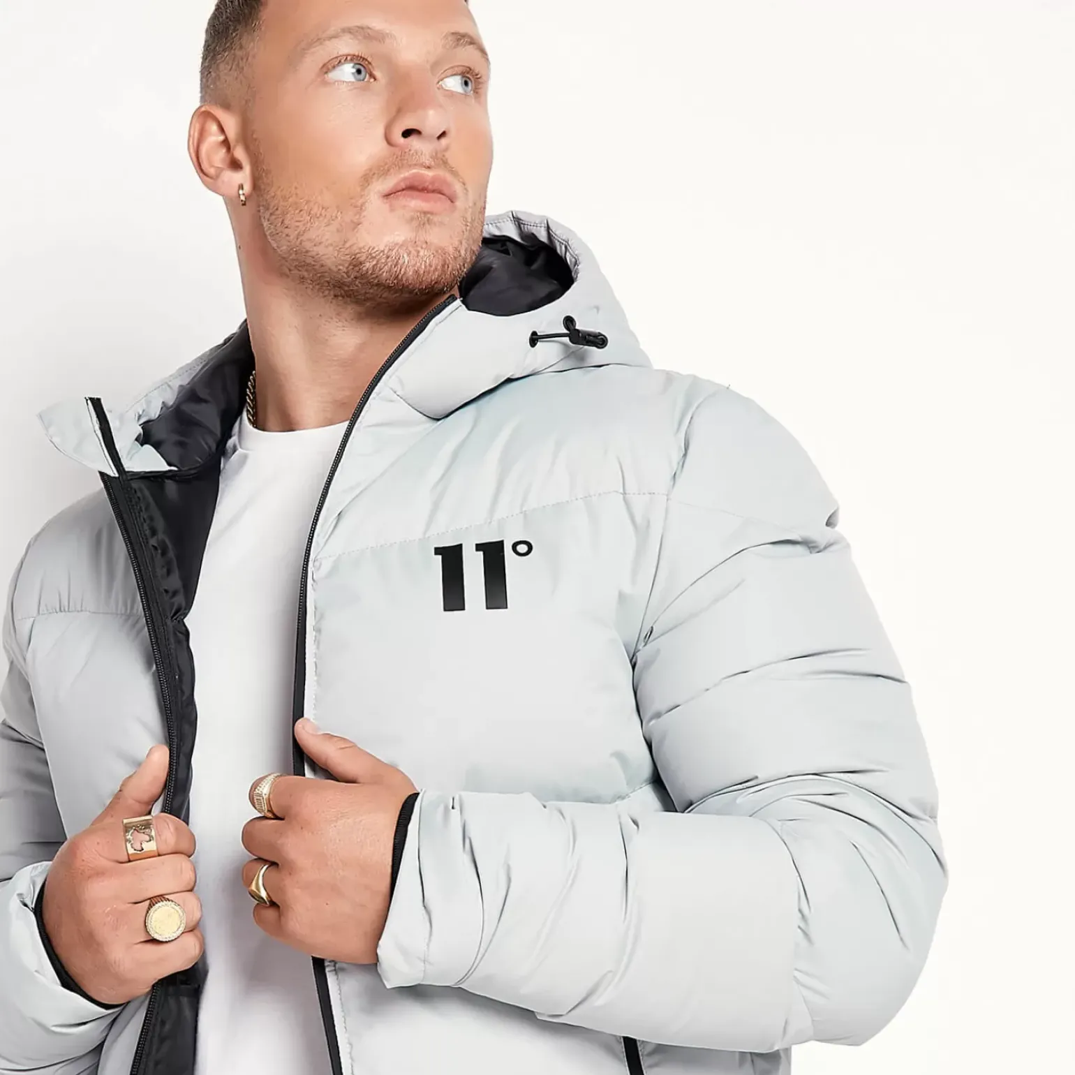 11 Degrees Large Panel Puffer Jacket – Silver