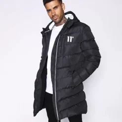 11 Degrees Long Line Chevron Puffer – Black