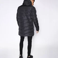 11 Degrees Long Line Chevron Puffer – Black