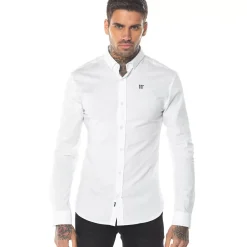 11 Degrees Long Sleeve Contrast Logo Shirt – White
