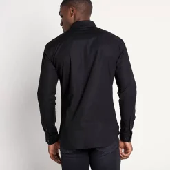 11 Degrees Long Sleeve Contrast Logo Shirt – Black