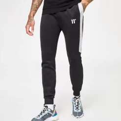 11 Degrees Marble Print Cut & Sew Track Pants – White / Black / Ski Patrol Red