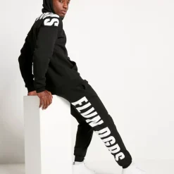 11 Degrees Men'S Large Logo Oversized Joggers - Black