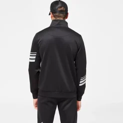 11 Degrees Men'S Stripe Print Track Top - Black/Silver Reflective