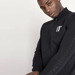 11 Degrees Mesh Tape Funnel Neck Sweatshirt – Black