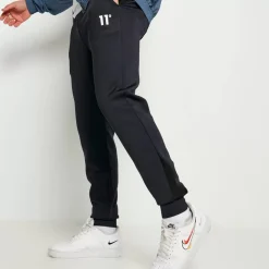 11 Degrees Mixed Fabric Cut And Sew Track Pants – Navy/Black