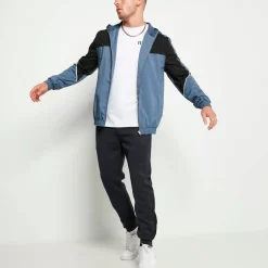 11 Degrees Mixed Fabric Cut And Sew Track Pants – Navy/Black