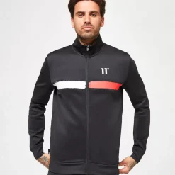 11 Degrees Paint Stroke Track Top – Black