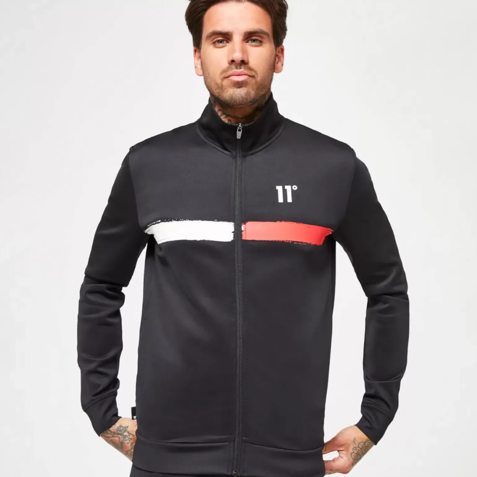 11 Degrees Paint Stroke Track Top – Black