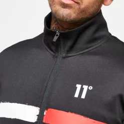 11 Degrees Paint Stroke Track Top – Black