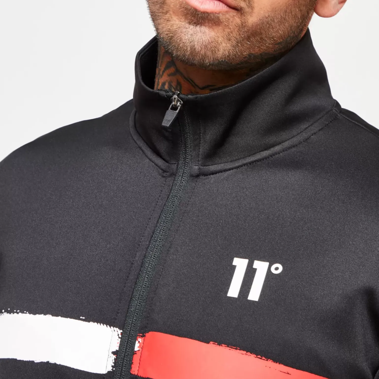 11 Degrees Paint Stroke Track Top – Black