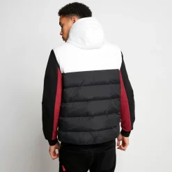 11 Degrees Panelled Block Puffer Gilet With Hood – Black/White