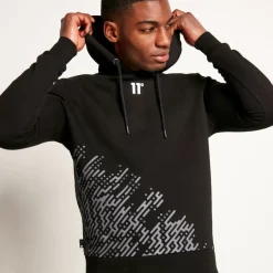 11 Degrees Placement Circuit Print Pullover Hoodie – Black