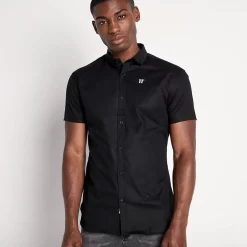 11 Degrees Short Sleeve Contrast Logo Shirt – Black