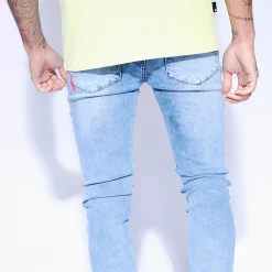 11 Degrees Side Print Stripe Jeans Skinny Fit – Mid Blue Wash