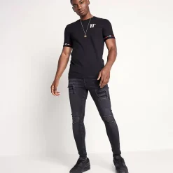 11 Degrees Sustainable Distressed Jeans Skinny Fit – Washed Black