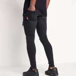 11 Degrees Sustainable Distressed Jeans Skinny Fit – Washed Black