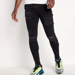 11 Degrees Sustainable Distressed Jeans Skinny Fit – Jet Black Wash