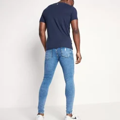 11 Degrees Sustainable Distressed Jeans Skinny Fit – Mid Blue Wash