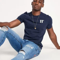 11 Degrees Sustainable Distressed Jeans Skinny Fit – Mid Blue Wash