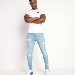 11 Degrees Sustainable Distressed Jeans Skinny Fit – Light Wash